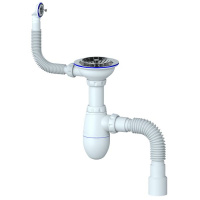 B411 CИФОН ДЛЯ МОЙКИ С ВЫПУСКОМ 1 1/2  И КРУГЛЫМ ПЕРЕЛИВОМ БЕЗ ОТВОДА