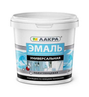 0008109 Эмаль акрил. универсальная Лакра Бел. п/глянц. 0,9кг Л-С