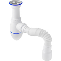 A120 Сифон для умыв. 1.1/2" х 40 (литой нерж.вып, винт 80 мм) с унив. г. т. 40х40/50 Unicorn