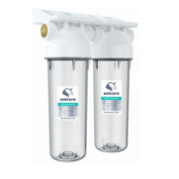 Корпус двойной 10" для холодной воды прозрачный, подключение 1/2" Unicorn  KSBP 1/2  DUO