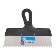 1201176 Шпатель фасадный. нержав. 250мм, зуб 6х6 пласт руч.  Россия