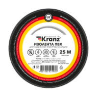 KR-09-2206 Изолента ПВХ 0,13х19 мм, 25 м, черная KRANZ, упаковка 5 роликов