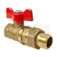 Кран шаровой латунный с американкой VALFEX ВН/НР ручка-бабочка, 3/4'' (56/14)